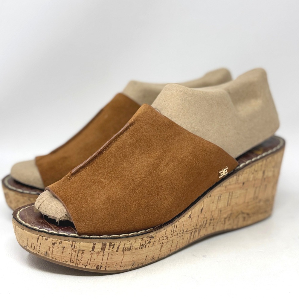 Sam Edelman Womens Ranger‎ 10 Brown Suede Leather Platform Slide Chunky Boho
